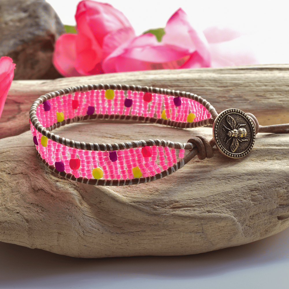 Natural Stone Pink Wrap Bracelet | MakerPlace by Michaels